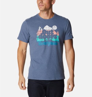 Columbia Alpine Way Graphic Men's T-Shirt Blue | YUHZQK-175