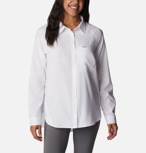 Columbia Anytime Lite Long Sleeve Women's Shirt White | CFMATG-263
