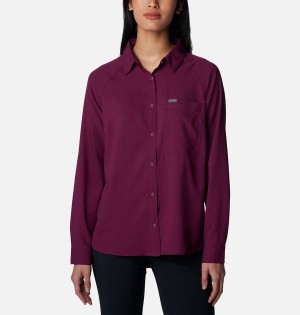 Columbia Anytime Lite Long Sleeve Women's Shirt Coral | PDOHJF-126