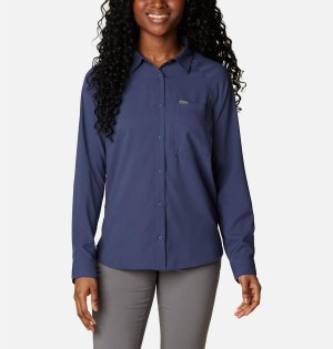 Columbia Anytime Lite Long Sleeve Women's Shirt Navy | INCJDO-462