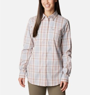 Columbia Anytime Patterned Long Sleeve Women's Shirt Pink | WBXZCJ-198