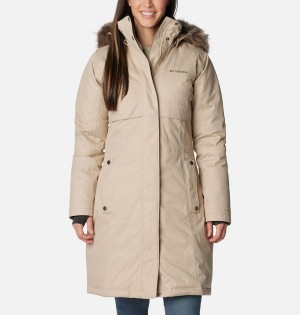 Columbia Apres Arson Winter Long Down Women's Coats Khaki | WIANBL-601