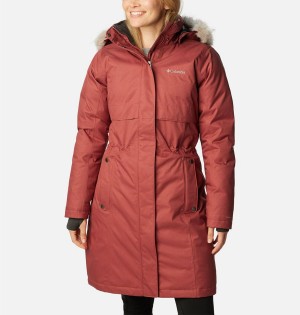 Columbia Apres Arson Winter Long Down Women's Coats Coral | ZQTDUJ-529