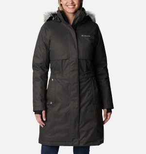 Columbia Apres Arson Winter Long Down Women's Coats Black | CNLKJZ-792