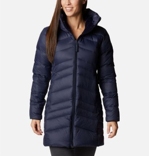 Columbia Autumn Park Hooded Mid Women's Puffer Jacket Navy | DWBPEL-526