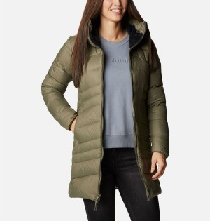 Columbia Autumn Park Hooded Mid Women's Puffer Jacket Green | BTAGJP-579