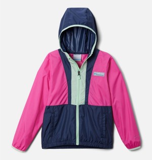 Columbia Back Bowl Hooded Windbreaker Kids' Jacket Pink | FSQUOD-734