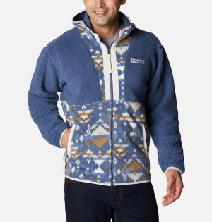Columbia Back Bowl Sherpa Full Zip Hoodie Men's Fleece Jacket Blue | CLDBZG-573