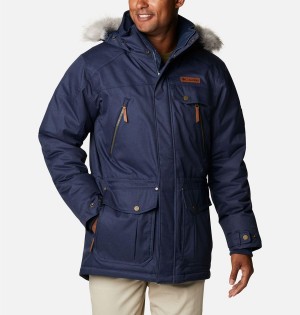 Columbia Barlow Pass 550 TurboDown Men's Coats Navy | JWAVRS-941