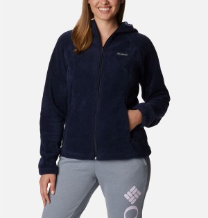 Columbia Benton Springs Full Zip Hoodie Women's Fleece Jacket Navy | RVMXNO-532