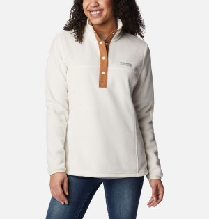 Columbia Benton Springs Half Snap Fleece Women's Pullover White | XQYWSA-483