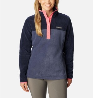 Columbia Benton Springs Half Snap Fleece Women's Pullover Navy | VZROTK-614