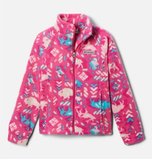 Columbia Benton Springs II Printed Fleece Kids' Jacket Pink | NKDCWL-096