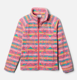 Columbia Benton Springs II Printed Fleece Kids' Jacket Pink | XLNGAJ-491