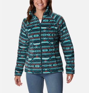 Columbia Benton Springs Printed Full Zip Women's Fleece Jacket Turquoise | SKIXFE-632
