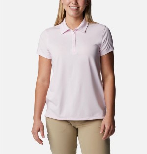 Columbia Birdie Golf Polo Women's T-Shirt Pink | UYFLIZ-157