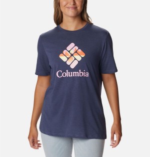 Columbia Bluebird Day Relaxed Crew Neck Women's T-Shirt Navy | SFPUJV-356