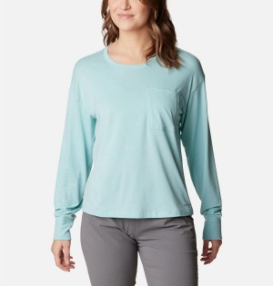Columbia Boundless Trek Long Sleeve Women's T-Shirt Turquoise | FRKIGD-365