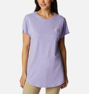 Columbia Cades Cape Women's T-Shirt Purple | DOIAGB-689