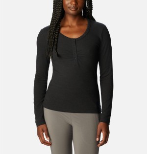 Columbia Calico Basin Ribbed Long Sleeve Women's T-Shirt Black | XRUKFG-310