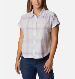 Columbia Camp Henry IV Short Sleeve Women's Shirt Purple | VSCJXD-432