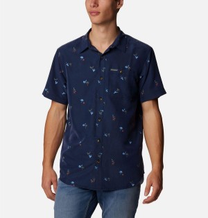 Columbia Captree Island Short Sleeve Men's Shirt Navy | IZDEBK-083