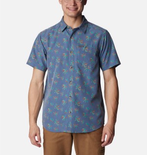 Columbia Captree Island Short Sleeve Men's Shirt Blue | WKVCSH-604
