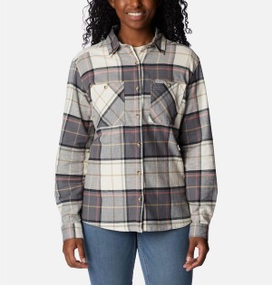 Columbia Clay Hills Stretch Flannel Women's Shirt Black | DHUSQM-091