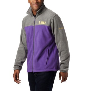 Columbia Collegiate Flanker III - LSU Men's Fleece Jacket Purple | NYSCLM-865