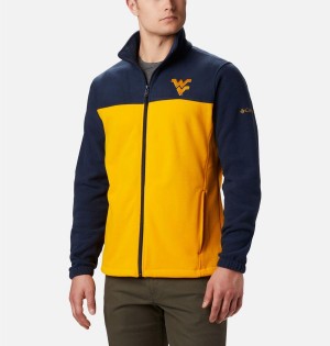Columbia Collegiate Flanker III - West Virginia University Men's Fleece Jacket Yellow | XNSTCA-637