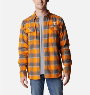 Columbia Collegiate Flare Gun Flannel Long Sleeve - Tennessee Men's Shirt Orange | KTDNUF-491