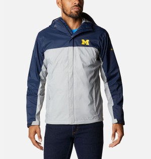 Columbia Collegiate Glennaker Storm - Michigan Men's Rain Jacket Grey | QTMUXJ-748
