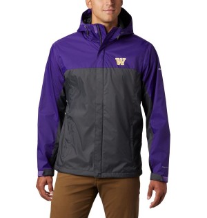 Columbia Collegiate Glennaker Storm - Washington Men's Rain Jacket Black | KUWHRC-657