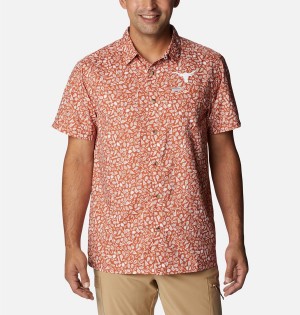 Columbia Collegiate PFG Super Slack Tide - Texas Men's Shirt Orange | RBQLEW-520
