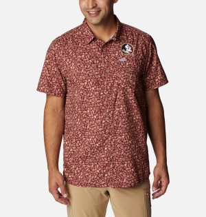 Columbia Collegiate PFG Super Slack Tide - Florida State Men's Shirt Red | WUOBDG-972