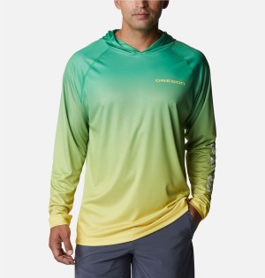 Columbia Collegiate PFG Super Terminal Tackle - Oregon Men's Hoodie Green | EHXILG-328