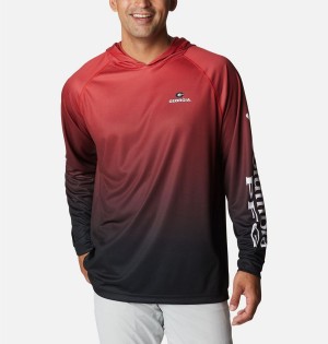 Columbia Collegiate PFG Super Terminal Tackle - Georgia Men's Hoodie Red | HVOSUP-613