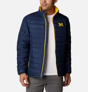 Columbia Collegiate Powder Lite - Michigan Insulated Men's Puffer Jacket Navy | YISVNC-810
