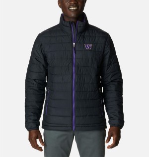 Columbia Collegiate Powder Lite - Washington Insulated Men's Puffer Jacket Black | SMRFVZ-281