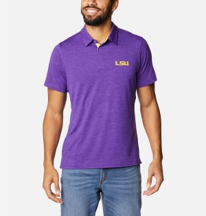 Columbia Collegiate Tech Trail - LSU Men's Polo Shirt Purple | PWONBJ-406