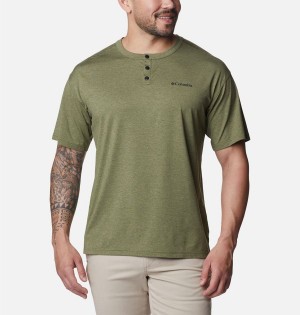 Columbia Coral Ridge Performance Short Sleeve Men's T-Shirt Blue | KFLMEZ-876
