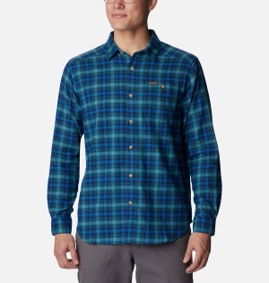 Columbia Cornell Woods Flannel Long Sleeve Men's Shirt Blue | AHQTIJ-459