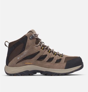 Columbia Crestwood Mid Waterproof Boot Men's Hiking Shoes Brown | ZVSQAI-970