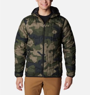 Columbia Delta Ridge Hooded Insulated Men's Puffer Jacket Green | XVIBOD-076