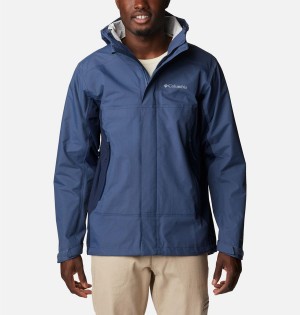 Columbia Discovery Point Shell Men's Rain Jacket Blue | DJSIEW-487
