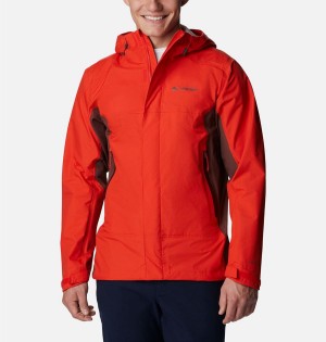 Columbia Discovery Point Shell Men's Rain Jacket Red | ZGMYDF-714