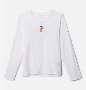 Columbia Dobson Pass Long Sleeve Graphic Kids' T-Shirt White | SEAXKB-391