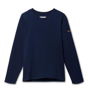 Columbia Dobson Pass Long Sleeve Graphic Kids' T-Shirt Navy | GZDWJO-046