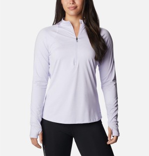 Columbia Endless Trail Half Zip Mesh Long Sleeve Women's Pullover Purple | CJHMVY-519