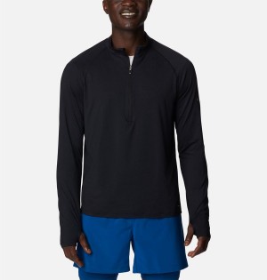 Columbia Endless Trail Half Zip Mesh Long Sleeve Men's T-Shirt Black | MNYOHB-409